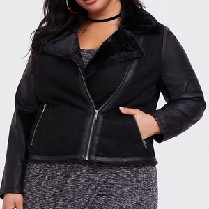LISTING SOON BLACK SHEARLING MOTO JACKET EUC 2X